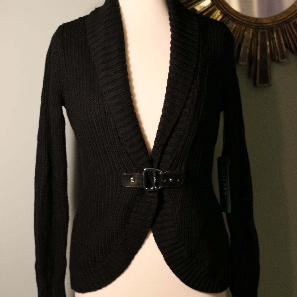 Ralph Lauren black sweater with silver buckle
